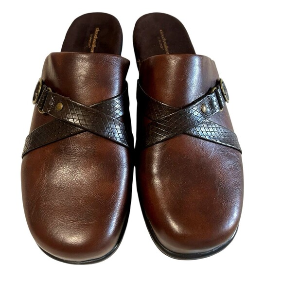 Cloudwalkers by Avenue Beverly Clog Mule Buckle Brown Leather Sandals 11W - Picture 5 of 13